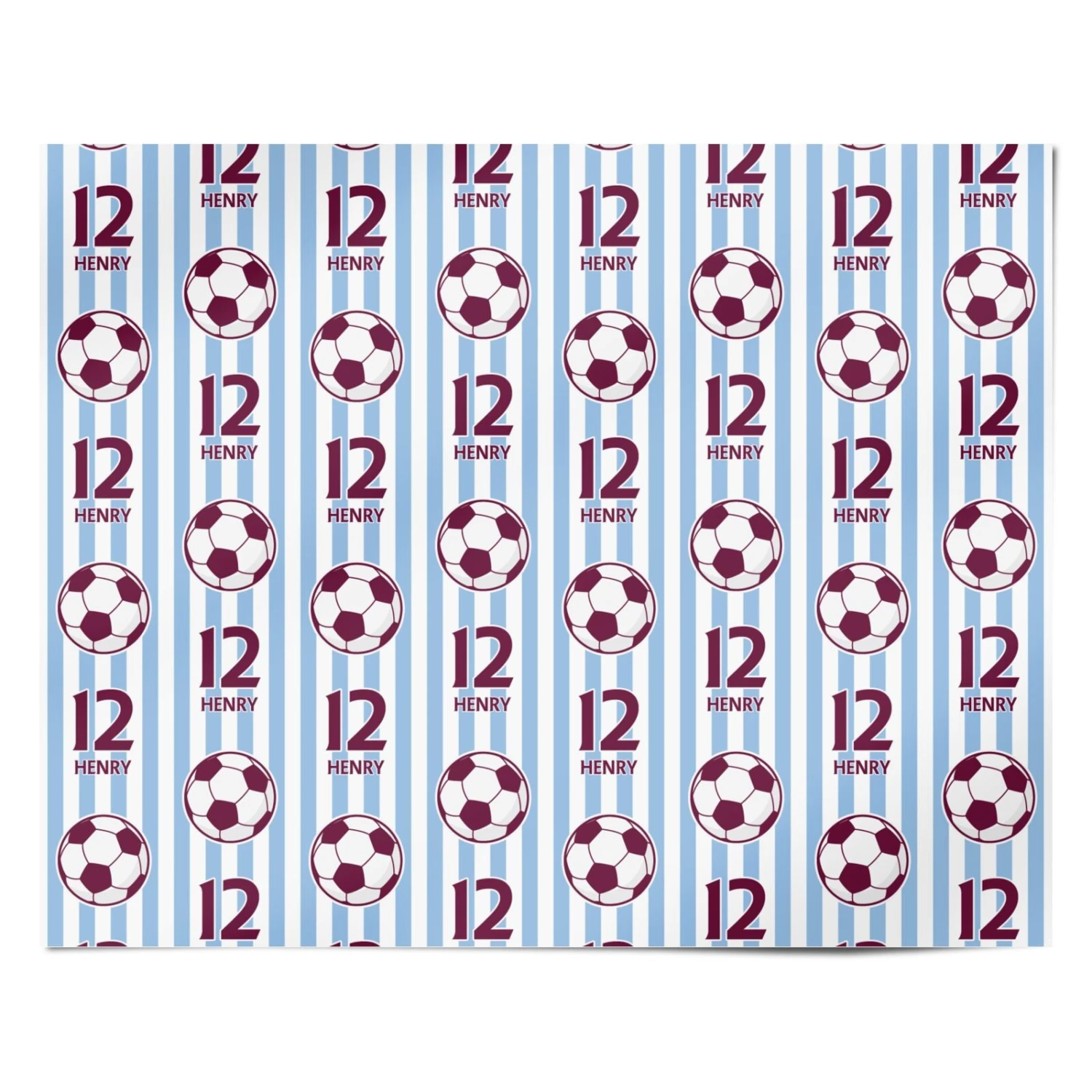 Claret And Blue Personalised Football Wrapping Paper 4 Claret And Blue Personalised Football Wrapping Paper - Image 4