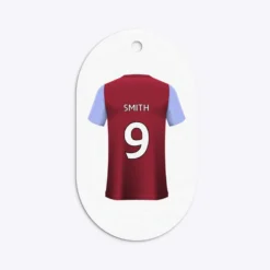 Claret And Blue Personalised Football Shirt Gift Tags 29 Claret And Blue Personalised Football Shirt Gift Tags -CaseCraze Store Claret and Blue Personalised Football Shirt Flat Edge Oval Gift Tag