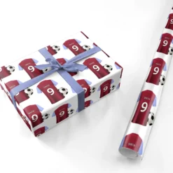 Claret And Blue Personalised Football Shirt Wrapping Paper 6 Claret And Blue Personalised Football Shirt Wrapping Paper -CaseCraze Store Claret and Blue Personalised Football Shirt Personalised Wrapping Paper