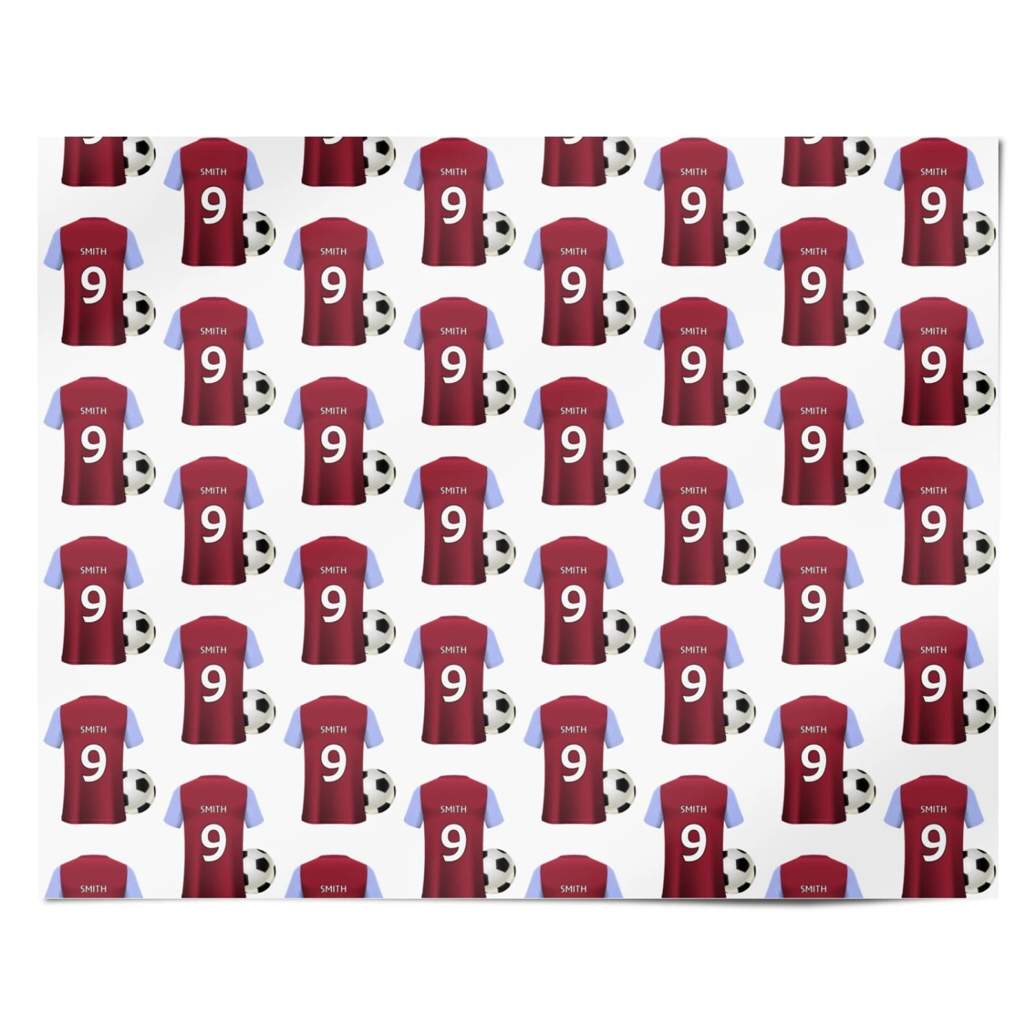 Claret And Blue Personalised Football Shirt Wrapping Paper 4 Claret And Blue Personalised Football Shirt Wrapping Paper - Image 4
