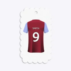 Claret And Blue Personalised Football Shirt Gift Tags 23 Claret And Blue Personalised Football Shirt Gift Tags -CaseCraze Store Claret and Blue Personalised Football Shirt Scalloped Gift Tag