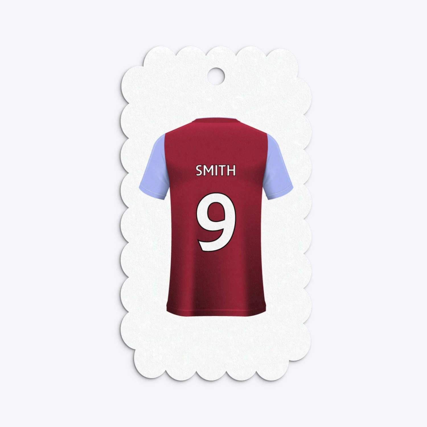 Claret And Blue Personalised Football Shirt Gift Tags 4 Claret And Blue Personalised Football Shirt Gift Tags - Image 4