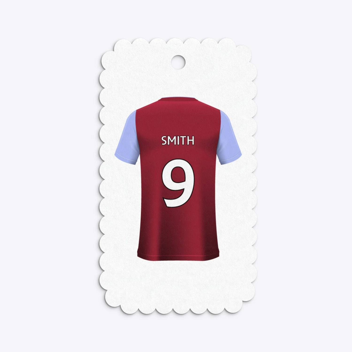 Claret And Blue Personalised Football Shirt Gift Tags 16 Claret And Blue Personalised Football Shirt Gift Tags - Image 16