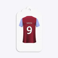Claret And Blue Personalised Football Shirt Gift Tags 27 Claret And Blue Personalised Football Shirt Gift Tags -CaseCraze Store Claret and Blue Personalised Football Shirt Three Tier Rectangle Gift Tag