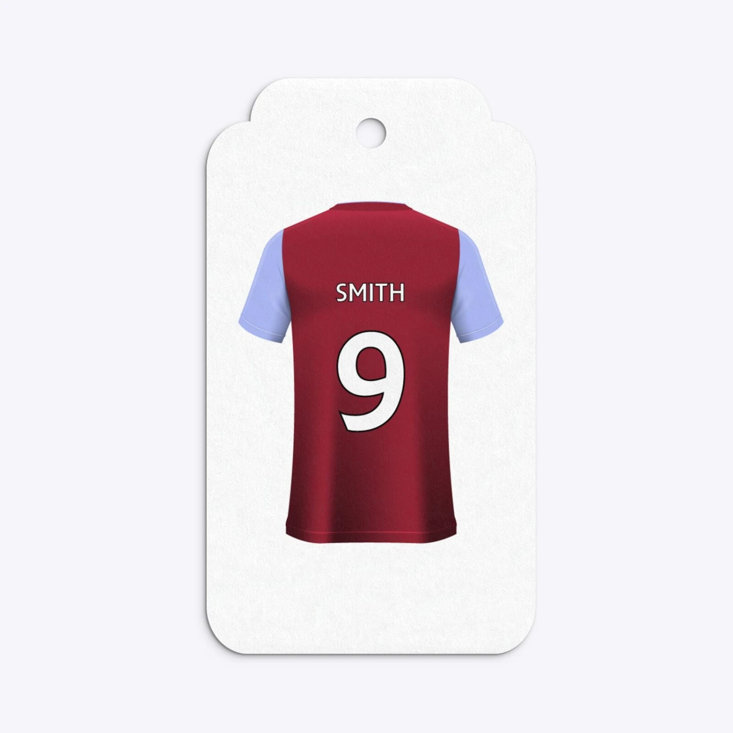 Claret And Blue Personalised Football Shirt Gift Tags 6 Claret And Blue Personalised Football Shirt Gift Tags - Image 6