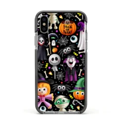 Colourful Halloween IPhone Case -CaseCraze Store Colourful Halloween Apple iPhone Xs Impact Case Black Edge on Silver Phone