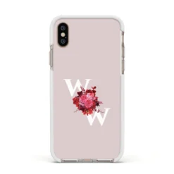 Custom Dual Initial Floral IPhone Case -CaseCraze Store Custom Dual Initial Floral Apple iPhone Xs Impact Case White Edge on Gold Phone