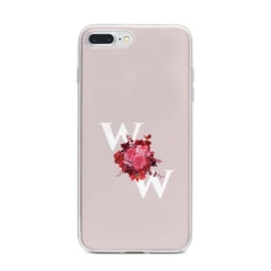 Custom Dual Initial Floral IPhone Case -CaseCraze Store Custom Dual Initial Floral iPhone 7 Plus Bumper Case on Silver iPhone