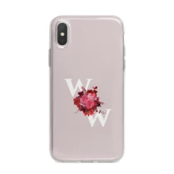 Custom Dual Initial Floral IPhone Case -CaseCraze Store Custom Dual Initial Floral iPhone X Bumper Case on Silver iPhone Alternative Image 1
