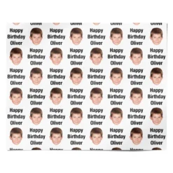 Custom Happy Birthday Face Wrapping Paper -CaseCraze Store Custom Happy Birthday Face Personalised Wrapping Paper Alternative