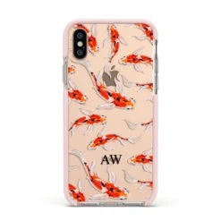 Custom Koi Fish IPhone Case -CaseCraze Store Custom Koi Fish Apple iPhone Xs Impact Case Pink Edge on Gold Phone