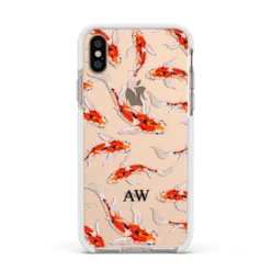 Custom Koi Fish IPhone Case -CaseCraze Store Custom Koi Fish Apple iPhone Xs Impact Case White Edge on Gold Phone
