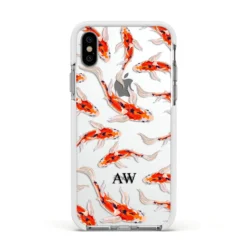 Custom Koi Fish IPhone Case -CaseCraze Store Custom Koi Fish Apple iPhone Xs Impact Case White Edge on Silver Phone