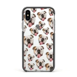 Dog Photo Face IPhone Case -CaseCraze Store Dog Photo Face Apple iPhone Xs Impact Case Black Edge on Silver Phone
