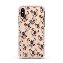 Dog Photo Face IPhone Case -CaseCraze Store Dog Photo Face Apple iPhone Xs Impact Case Pink Edge on Gold Phone