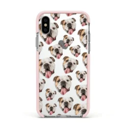 Dog Photo Face IPhone Case -CaseCraze Store Dog Photo Face Apple iPhone Xs Impact Case Pink Edge on Silver Phone