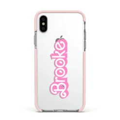 Dream Name IPhone Case -CaseCraze Store Dream Name Apple iPhone Xs Impact Case Pink Edge on Silver Phone