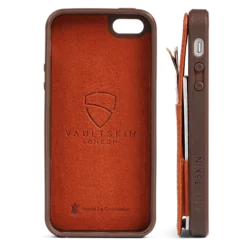 Eton Armour Wallet Case For Iphone Se -CaseCraze Store ETON ARMOUR compact travel phone case iPhone SE cognac Vaultskin