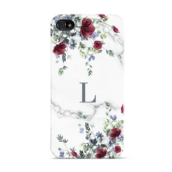 Floral Marble Monogram Personalised IPhone Case -CaseCraze Store Floral Marble Monogram Personalised Apple iPhone 4s Case
