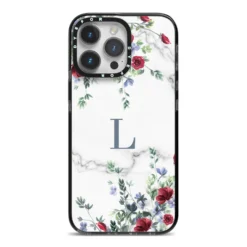 Floral Marble Monogram Personalised IPhone Case