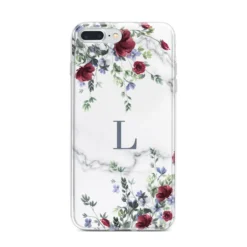 Floral Marble Monogram Personalised IPhone Case -CaseCraze Store Floral Marble Monogram Personalised iPhone 7 Plus Bumper Case on Silver iPhone