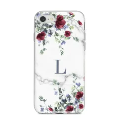 Floral Marble Monogram Personalised IPhone Case -CaseCraze Store Floral Marble Monogram Personalised iPhone 8 Bumper Case on Silver iPhone
