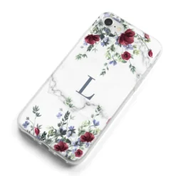 Floral Marble Monogram Personalised IPhone Case -CaseCraze Store Floral Marble Monogram Personalised iPhone 8 Bumper Case on Silver iPhone Alternative Image