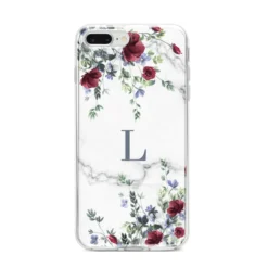 Floral Marble Monogram Personalised IPhone Case -CaseCraze Store Floral Marble Monogram Personalised iPhone 8 Plus Bumper Case on Silver iPhone