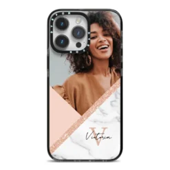 Geometric Marble Photo Upload IPhone Case