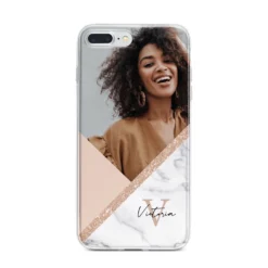 Geometric Marble Photo Upload IPhone Case -CaseCraze Store Geometric Marble Photo Upload iPhone 7 Plus Bumper Case on Silver iPhone