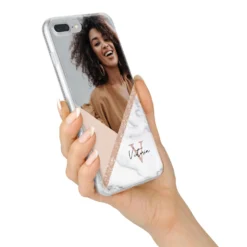 Geometric Marble Photo Upload IPhone Case -CaseCraze Store Geometric Marble Photo Upload iPhone 7 Plus Bumper Case on Silver iPhone Alternative Image