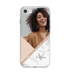 Geometric Marble Photo Upload IPhone Case -CaseCraze Store Geometric Marble Photo Upload iPhone 8 Bumper Case on Silver iPhone