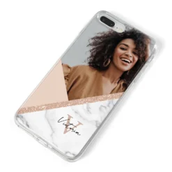 Geometric Marble Photo Upload IPhone Case -CaseCraze Store Geometric Marble Photo Upload iPhone 8 Plus Bumper Case on Silver iPhone Alternative Image