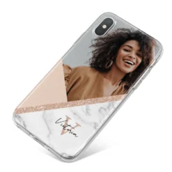 Geometric Marble Photo Upload IPhone Case -CaseCraze Store Geometric Marble Photo Upload iPhone X Bumper Case on Silver iPhone