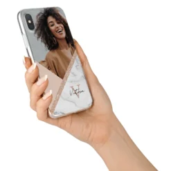 Geometric Marble Photo Upload IPhone Case -CaseCraze Store Geometric Marble Photo Upload iPhone X Bumper Case on Silver iPhone Alternative Image 2