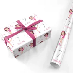 Girls Personalised Photo Face Gymnast Wrapping Paper -CaseCraze Store Girls Personalised Photo Face Gymnast Personalised Wrapping Paper