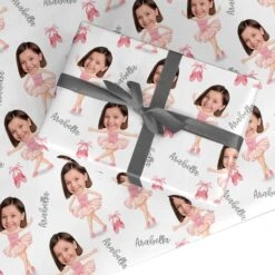 Girls Photo Face Ballerina Wrapping Paper