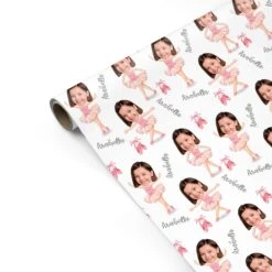 CaseCraze Store -CaseCraze Store Girls Photo Face Ballerina Personalised Gift Wrap