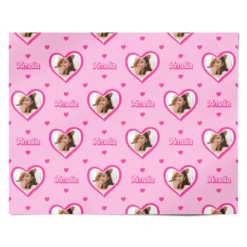 Girls Pink Photo Birthday Wrapping Paper -CaseCraze Store Girls Prink Photo Birthday Personalised Wrapping Paper Alternative
