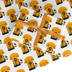 Gold And Black Football Shirt Personalised Wrapping Paper