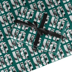 Green Ho Ho Ho Photo Upload Christmas Wrapping Paper