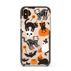Halloween Cats IPhone Case 39 Halloween Cats IPhone Case -CaseCraze Store Halloween Cats Apple iPhone Xs Impact Case Black Edge on Gold Phone