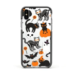 Halloween Cats IPhone Case 38 Halloween Cats IPhone Case -CaseCraze Store Halloween Cats Apple iPhone Xs Impact Case Black Edge on Silver Phone