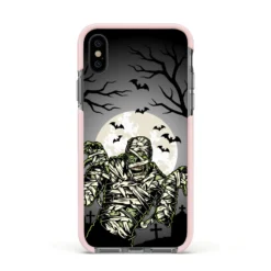 Halloween Mummy IPhone Case 37 Halloween Mummy IPhone Case -CaseCraze Store Halloween Mummy Apple iPhone Xs Impact Case Pink Edge on Black Phone