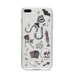 Halloween Spooky Stickers IPhone Case 29 Halloween Spooky Stickers IPhone Case -CaseCraze Store Halloween Spooky Stickers iPhone 8 Plus Bumper Case on Silver iPhone