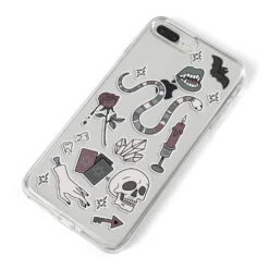 Halloween Spooky Stickers IPhone Case 30 Halloween Spooky Stickers IPhone Case -CaseCraze Store Halloween Spooky Stickers iPhone 8 Plus Bumper Case on Silver iPhone Alternative Image