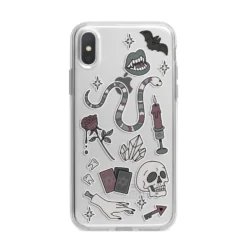 Halloween Spooky Stickers IPhone Case 24 Halloween Spooky Stickers IPhone Case -CaseCraze Store Halloween Spooky Stickers iPhone X Bumper Case on Silver iPhone Alternative Image 1