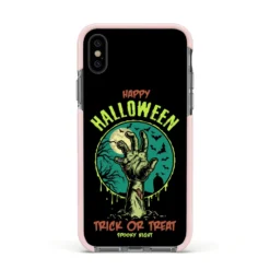 Halloween Zombie Hand IPhone Case -CaseCraze Store Halloween Zombie Hand Apple iPhone Xs Impact Case Pink Edge on Black Phone