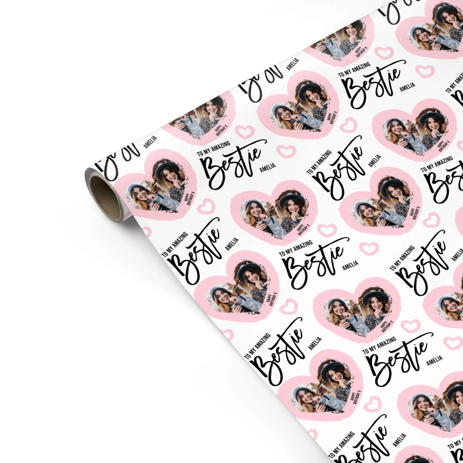 Happy Birthday Bestie Photo Upload Wrapping Paper 2 Happy Birthday Bestie Photo Upload Wrapping Paper - Image 2