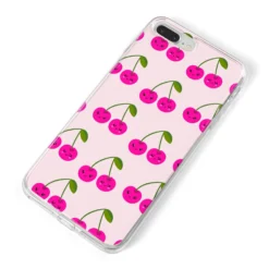 Happy Cherry IPhone Case -CaseCraze Store Happy Cherry iPhone 8 Plus Bumper Case on Silver iPhone Alternative Image